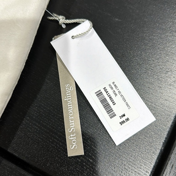 Soft Surroundings Blakely Velveteen Pants in White Pearl Ivory Color - 24W - Picture 7 of 10